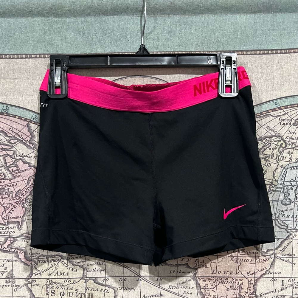 Black and Hot Pink Nike Pro Shorts